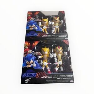 LOT OF (2) Sonic the Hedgehog 3 Light-Up Action Figure 2pk Super Sonic & Shadow